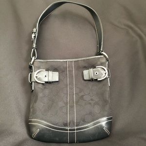 COACH Signature Black Jacquard Shoulder Bag